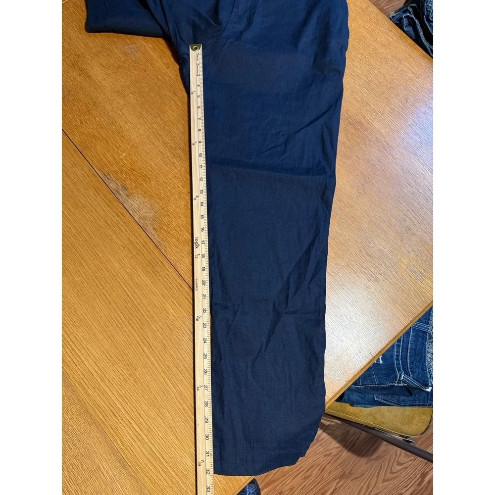 Ted Baker Kimmel Linen Blend Pants 38R Navy Slim Elastic Waist Mens NWT